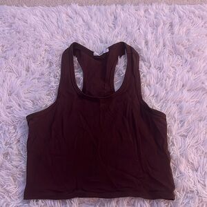 Brown Cropped Tight Fitted Tank Top